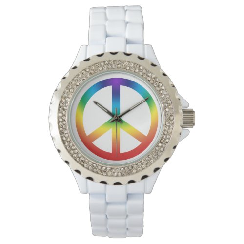 Rainbow  Chakra Colors Peace Sign Watch