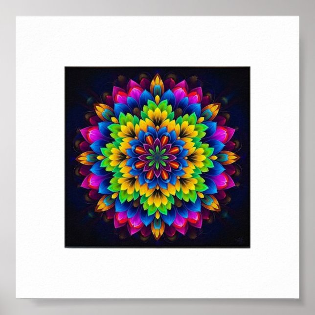 "Rainbow Chakra Mandala – Sacred Geometry Art" Poster (Front)