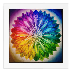 "Rainbow Chakra Mandala – Sacred Geometry Flower  Acrylic Print