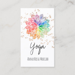 *~* Rainbow Chakra Mandala Spiritual Yoga Glitter Business Card