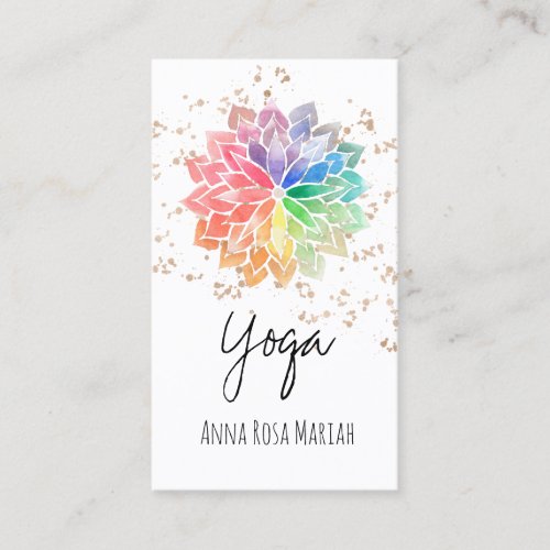 Rainbow Chakra Mandala Spiritual Yoga Glitter Business Card