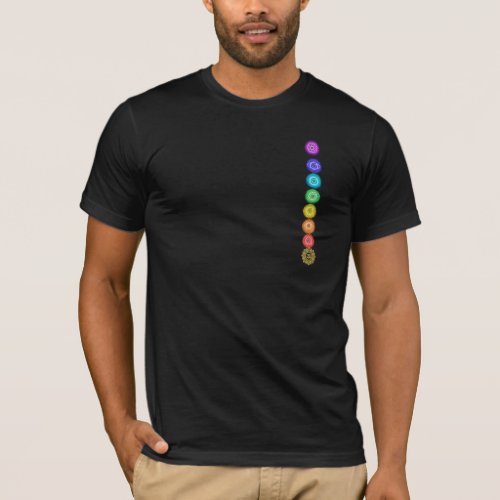  Rainbow Chakra Symbols Watercolor Om Black T_Shirt