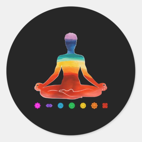 Rainbow Chakras Grounding Relaxing Yoga Spiritual Classic Round Sticker