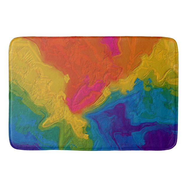 Rainbow Chalk Gradient Swirls  Bath Mat (Front)