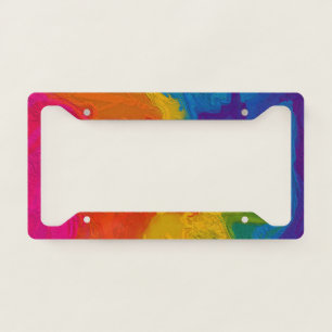 Rainbow Chalk Gradient Swirls  License Plate Frame