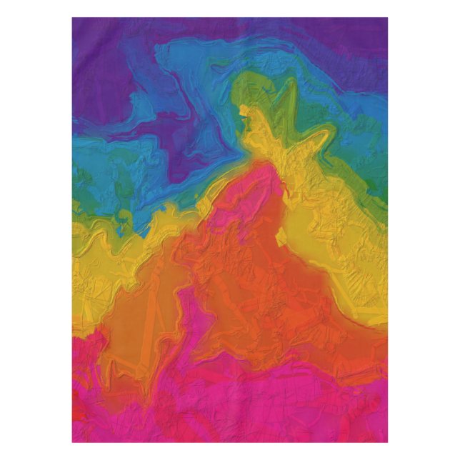 Rainbow Chalk Gradient Swirls  Tablecloth (Front)