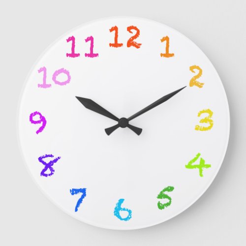 Rainbow Chalk Numbered Wall Clock