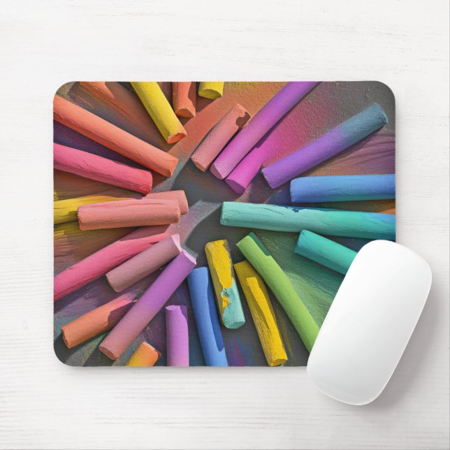 Rainbow Chalk Pieces Mouse Pad (With Mouse)