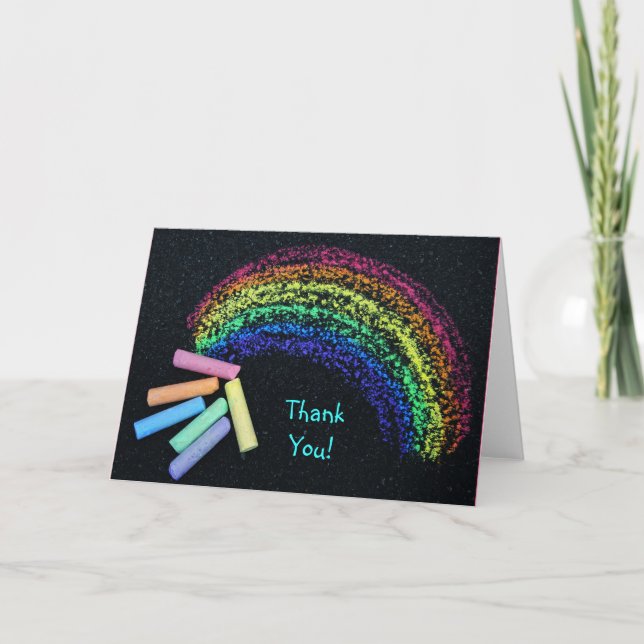 Rainbow Chalk Thank You Card (Front)