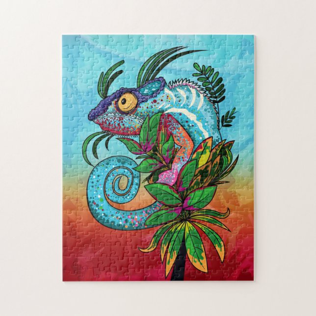 Rainbow Chameleon Jigsaw Puzzle (Vertical)