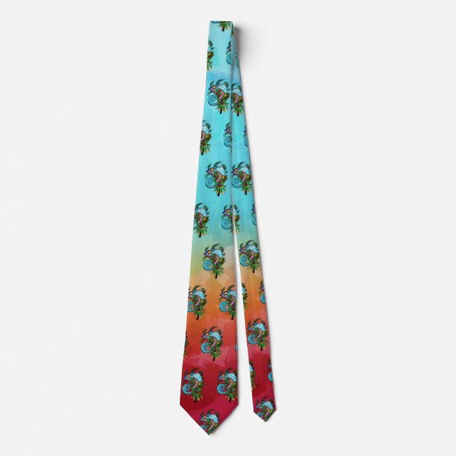 Rainbow Chameleon Neck Tie (Front)