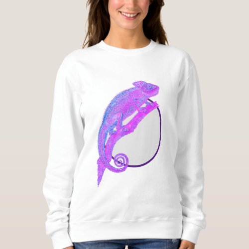 Rainbow Chameleon with Circular Frame Sweatshirt