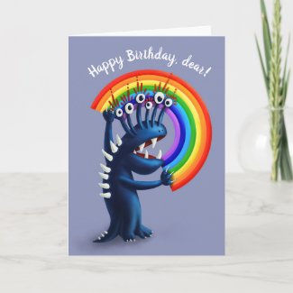 Rainbow character cute birthday card