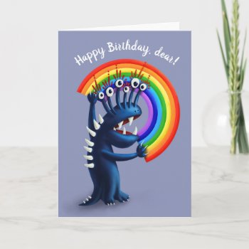 Rainbow Character Cute Birthday Card by borianag at Zazzle