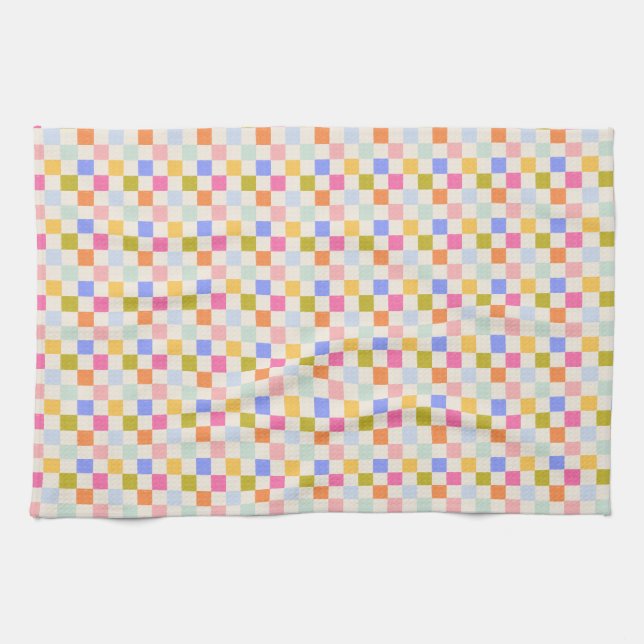 Rainbow Checkerboard Kitchen Towel (Horizontal)