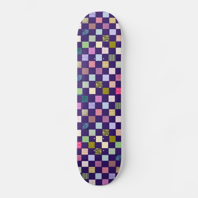 Rainbow Checkerboard pattern Skateboard Deck (Front)