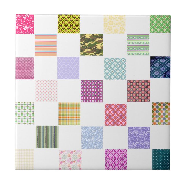 Rainbow Checkerboard pattern Tile (Front)