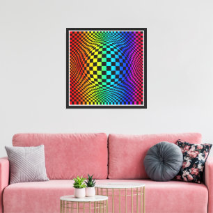 Rainbow Checkerboard Warp Canvas Print