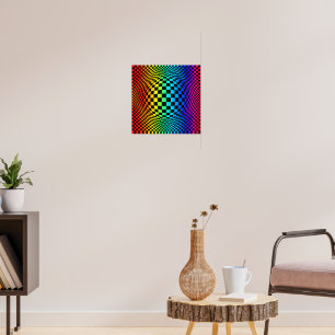Rainbow Checkerboard Warp Poster