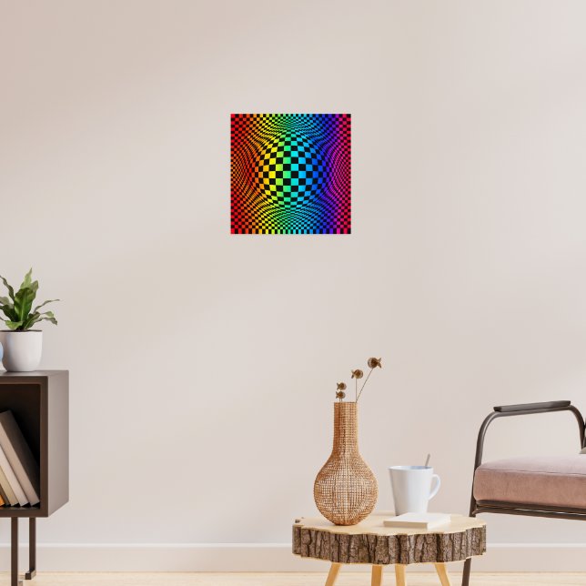 Rainbow Checkerboard Warp Poster (Living Room 3)