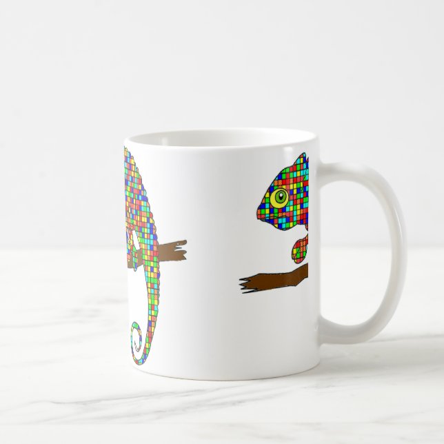Rainbow Checkered Chameleon Mug (Right)