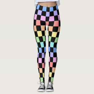Rainbow Checkered Pattern Leggings