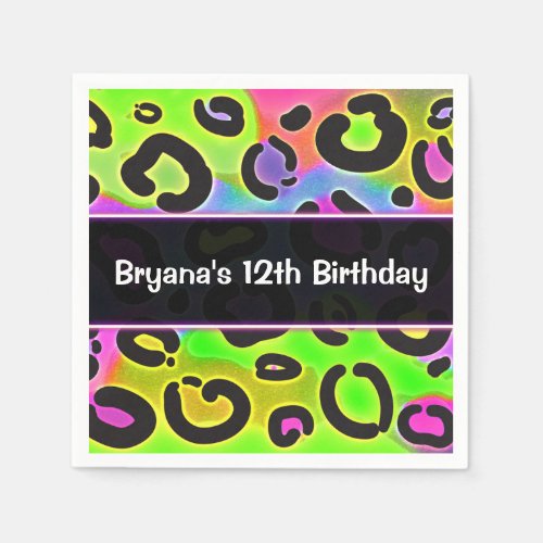 Rainbow Cheetah Leopard Birthday Party Napkins