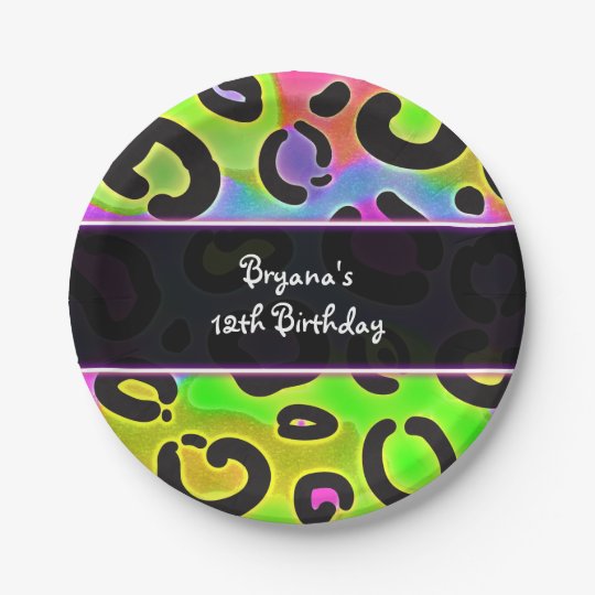 Rainbow Cheetah Leopard Birthday Party Plates Zazzle Com
