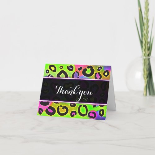 Rainbow Cheetah Leopard Birthday Thank You Card