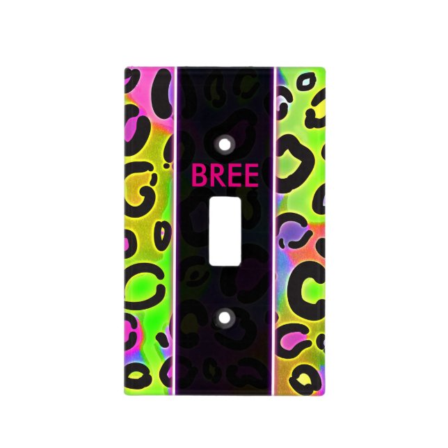 Rainbow Cheetah Leopard Light Switch Cover (Front)
