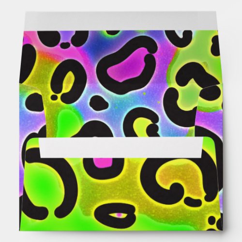 Rainbow Cheetah Leopard Party Invitations Envelope