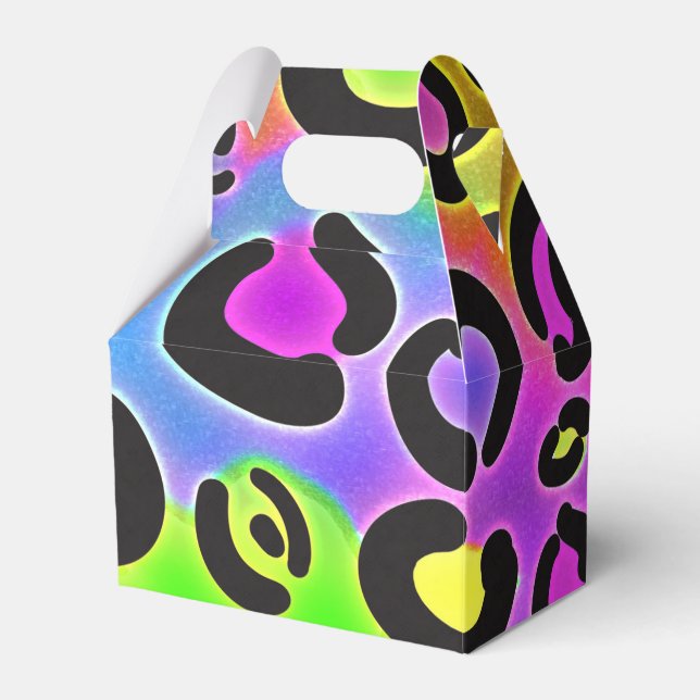 Rainbow Cheetah Leopard Print Party Favor Boxes (Front Side)