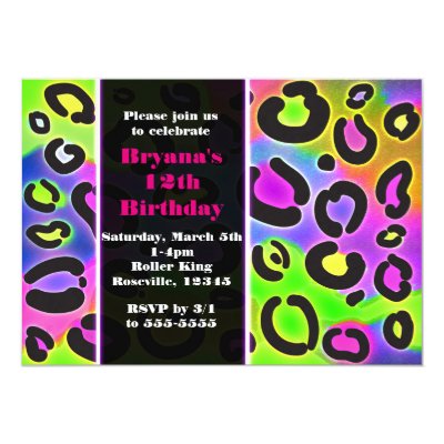 neon animal print colorful zebra leopard party invitation zazzle com