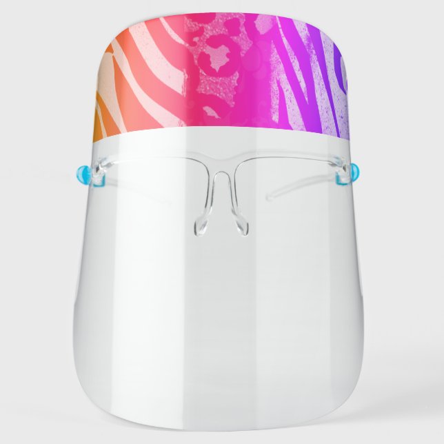Rainbow Cheetah Modern Animal Prints Face Shield (Front)
