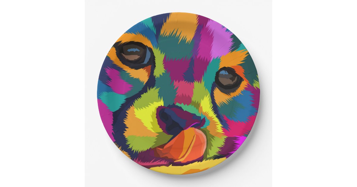 Colorful Rainbow Cheetah Seamless Pattern Paper Plates