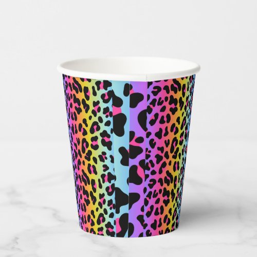 Rainbow Cheetah Print Paper Cups