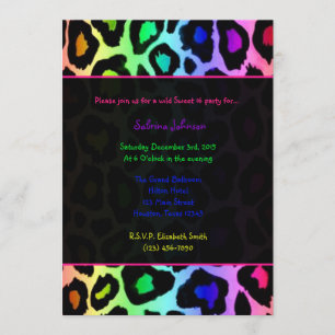 Rainbow Cheetah Wild Sweet 16 Birthday Party Invitation
