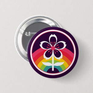 rainbow cherry blossom button