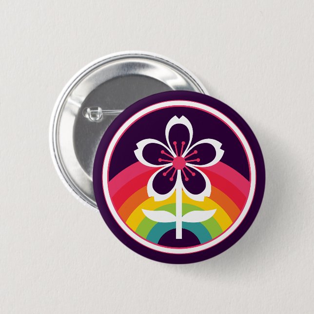 rainbow cherry blossom button (Front & Back)