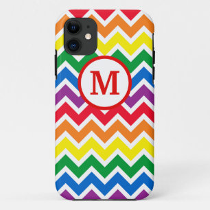 Rainbow Chevron Initial iPhone 11 Case