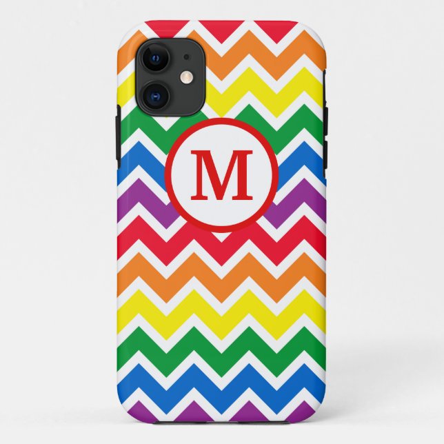 Rainbow Chevron Initial Case-Mate iPhone Case (Back)
