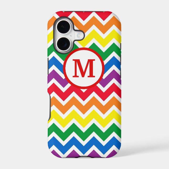 Rainbow Chevron Initial Iphone Case (Back)