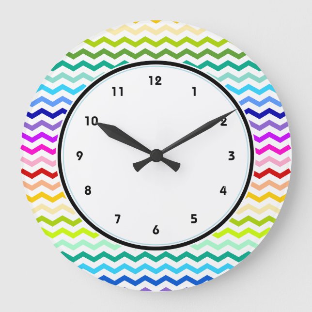 Rainbow chevron large clock (Front)