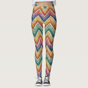 Rainbow Chevron Mosaic – Colorful Geometric Tile Leggings