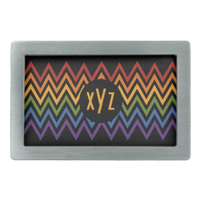 Rainbow Chevron Pattern custom belt buckle (Front)