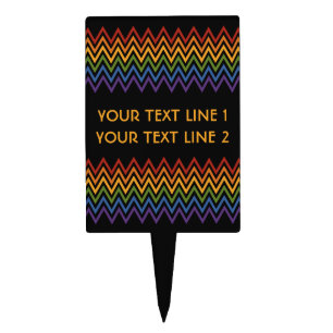 Rainbow Chevron Pattern custom cake topper