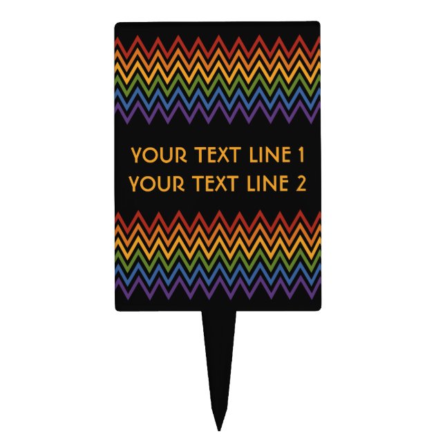 Rainbow Chevron Pattern custom cake topper (Front)