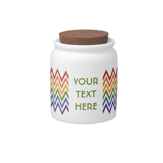 Rainbow Chevron Pattern custom candy jar (Front)
