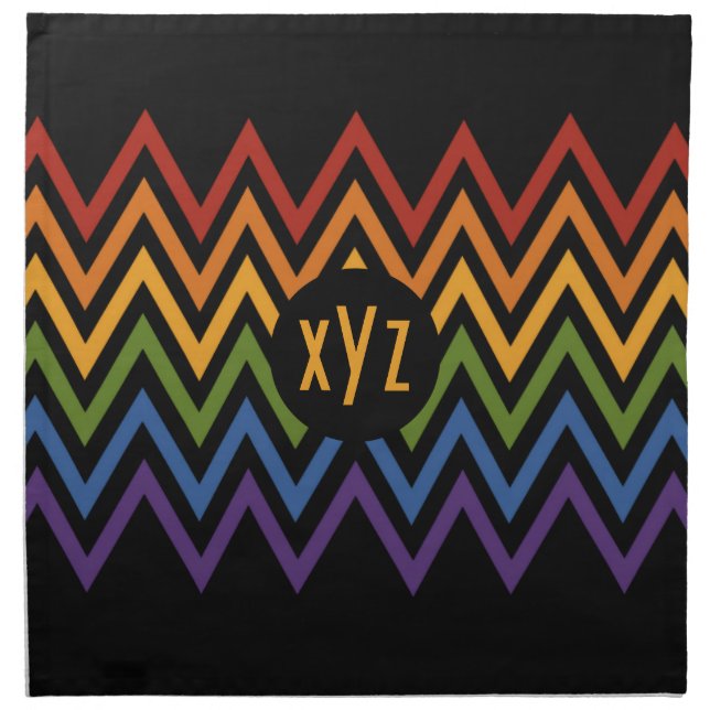 Rainbow Chevron Pattern custom cloth napkins (Front)