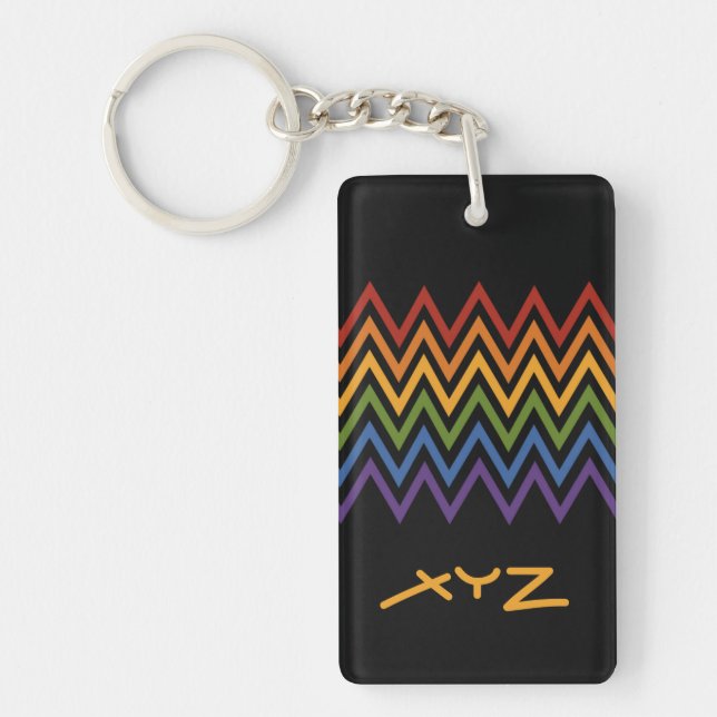 Rainbow Chevron Pattern custom key chain (Front)